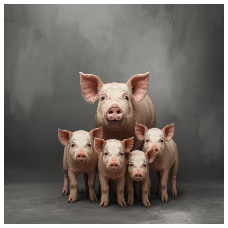 Rideaux de douche très longs Pig Family, 70in W x 72in H