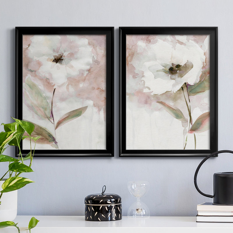 Summer Bloom I - Ensemble de 2 peintures sur toiles, Black Framed Canvas, H 18,5 po x l 49 po x P 1,5 po