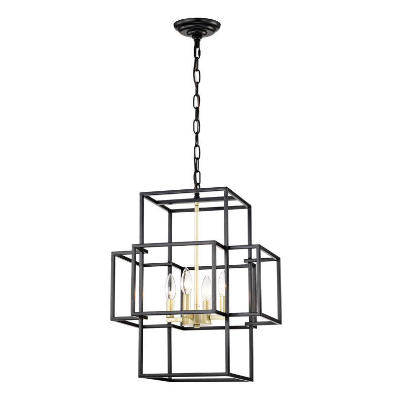 Lustre suspendu 4 lumières Dante avec chaîne réglable Dante (ampoule non incluse), Doré, H 80 po x l 19,7 po x P 16,53 po