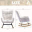 Fauteuil berçant à oreilles en tissu Teddy avec poche de rangement latérale, chaise berçante d'allaitement douce et confortable, base en bois massif robuste et sécuritaire, chaise d'appoint polyvalente pour chambre de bébé et salon, blanc-1827501016
