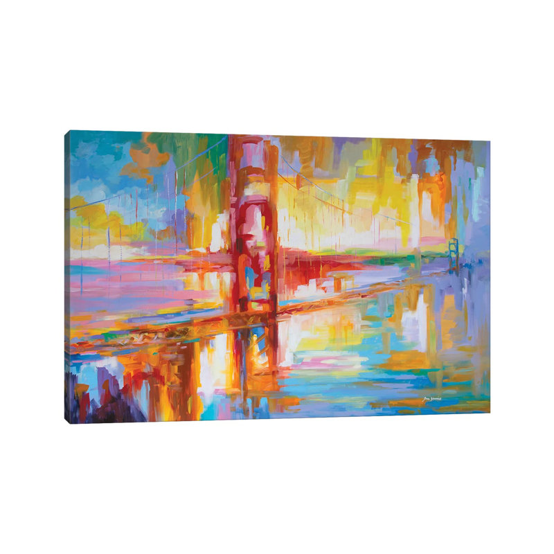Golden Gate Bridge par Leon Devenice - Giclée sur toile tendue avec châssis, H 12 po x l 18 po x 1,5 po
