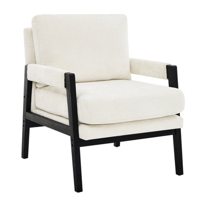 Chenille Office Chair - Generous Cushion, , Adjustable Back Pillow, Mid-Century Style Comfortable Padding, Base, Detachable