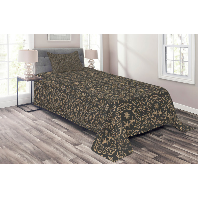 Traditional Polyester Coverlet, Twin Bedspread + 1 Sham