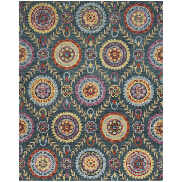 Bungalow Rose Tomo Hand Hooked Wool And Cotton Floral Rug & Reviews ...