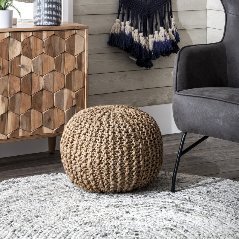 Repose-pieds rond 20 po Tuzluca, Dark Natural Jute