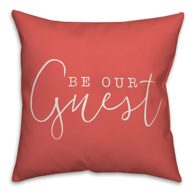 Textual Outdoor Throw Pillow, 20" H x 20" W, Coral