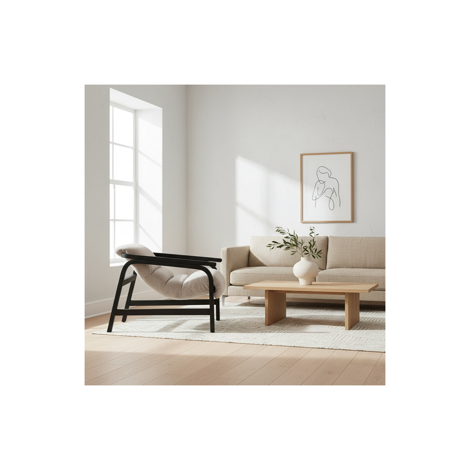 Cellire Chair, Stone Linen, Black
