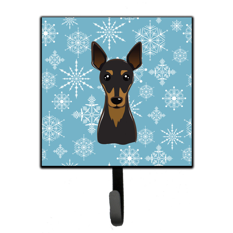 Organisateur de clés murales en flocon de neige avec crochets clés Bolick, Brun / saumon / bleu, Pinscher nain