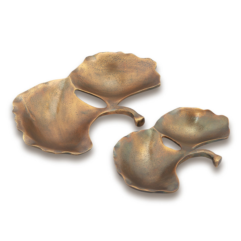 Ensemble de 2 plateaux à feuilles Gingko