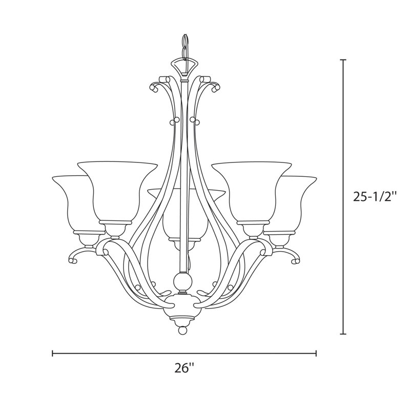 Macalla 5 - Light Steel Dimmable Chandelier, Royal Bronze