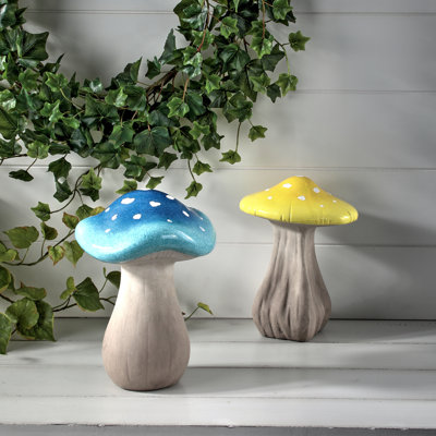 9-9.5 Terracotta Glazed Outdoor Mushroom