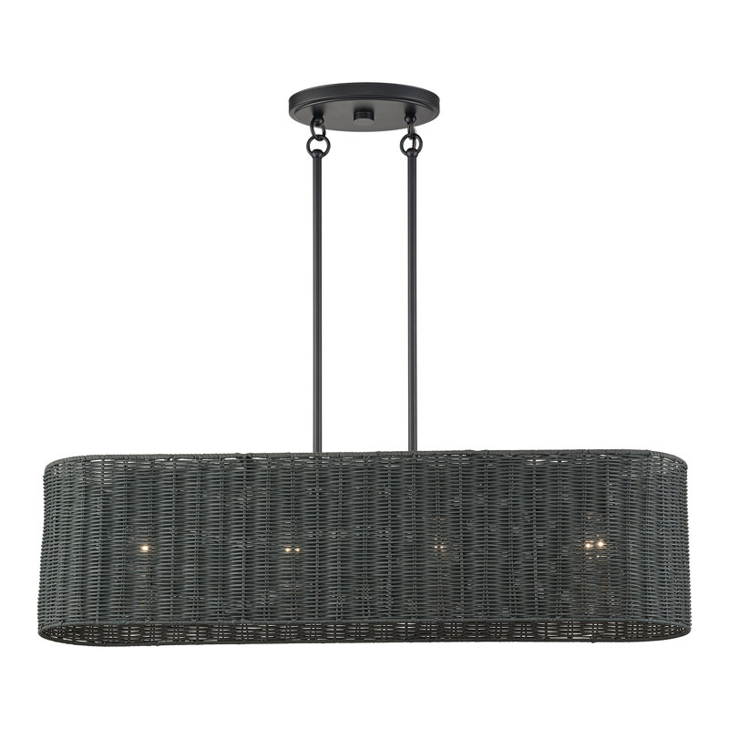 Grand lustre linéaire noir 4 lumières Weavington, Quatre lumières, H 19 po x l 36 po x P 7,75 po