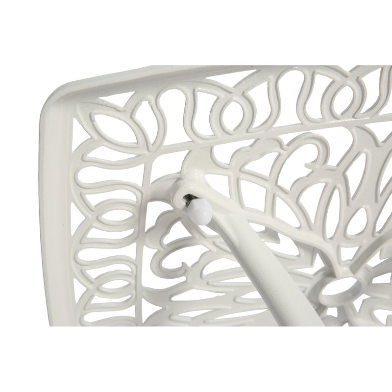 Bistro en fonte d'aluminium 3 pièces - 2 chaises et 1 table avec coussin blanc pour les espaces extérieurs Robuste et facile à assembler