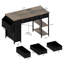 Bureau d'ordinateur 47 po avec prise de courant, bureau d'écriture avec 7 tiroirs en tissu, tiroirs de coiffeuse et grande poche latérale