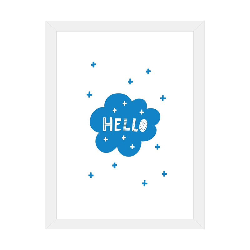 «Hello Bubble Cloud Super Scandi», reproduction d'art textuel, Papier encadré blanc, H 32 po x l 24 po x P 1 po, Blanc