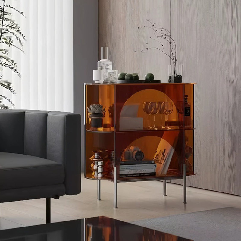 Elliptical acrylic multi-functional bookcase, Tan