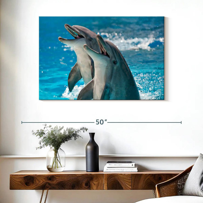Dauphins excités, H 26 po x l 39 po