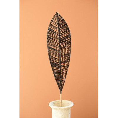  Feuille d'ange décorative sculptée noire - motif floral séché H 60 po, ensemble de 6