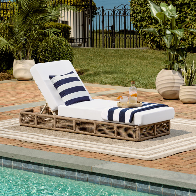 Gillian Steel and Rope Chaise Lounger, Beige