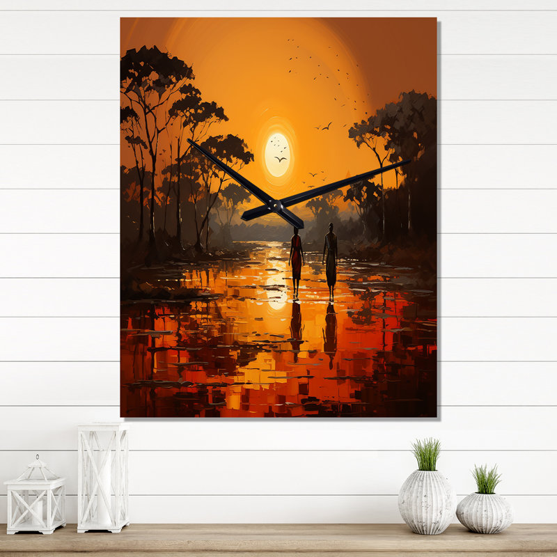 Irram - Horloge murale africaine surdimensionnée, H 32 po x l 24 po