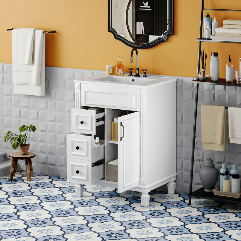 Compact Storage Vanity Ceramic Modern Small Bathroom