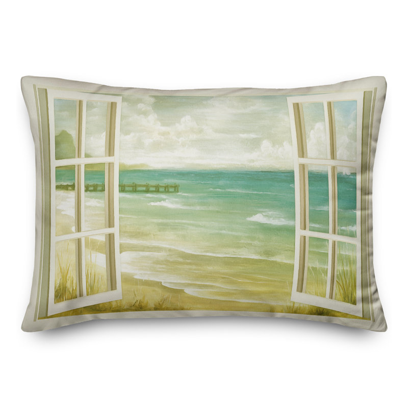 Outdoor Reversible Throw Pillow, Blue
