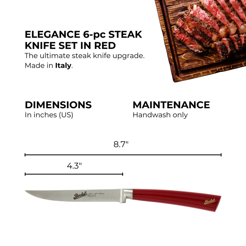 Ensemble de couteaux à steak 6 pièces Elegance, Rouge