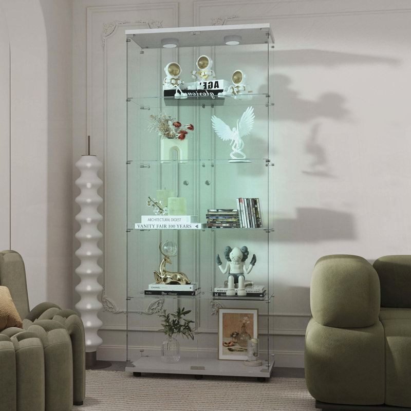 Vitrine en verre trempé avec lumières DEL à changement de couleur et serrure