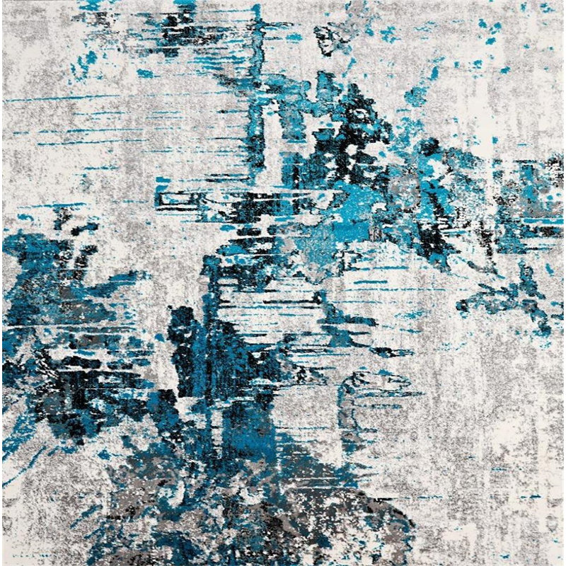 Tapis turquoise / crème Thorold, Rectangle 8 pi x 10 pi