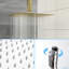 Pomme de douche double 10 pouces - système carré de montage au plafond doré avec installation et nettoyage faciles, valve, douchette de pluie