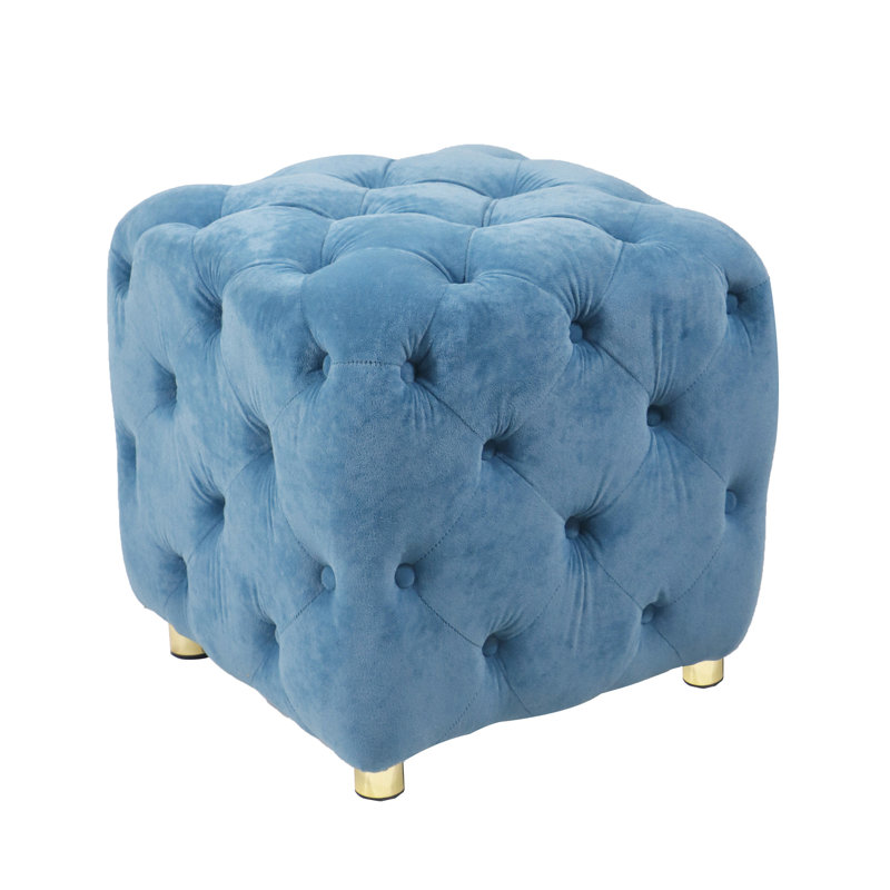 Hielke Velvet Ottoman, Blue Velvet