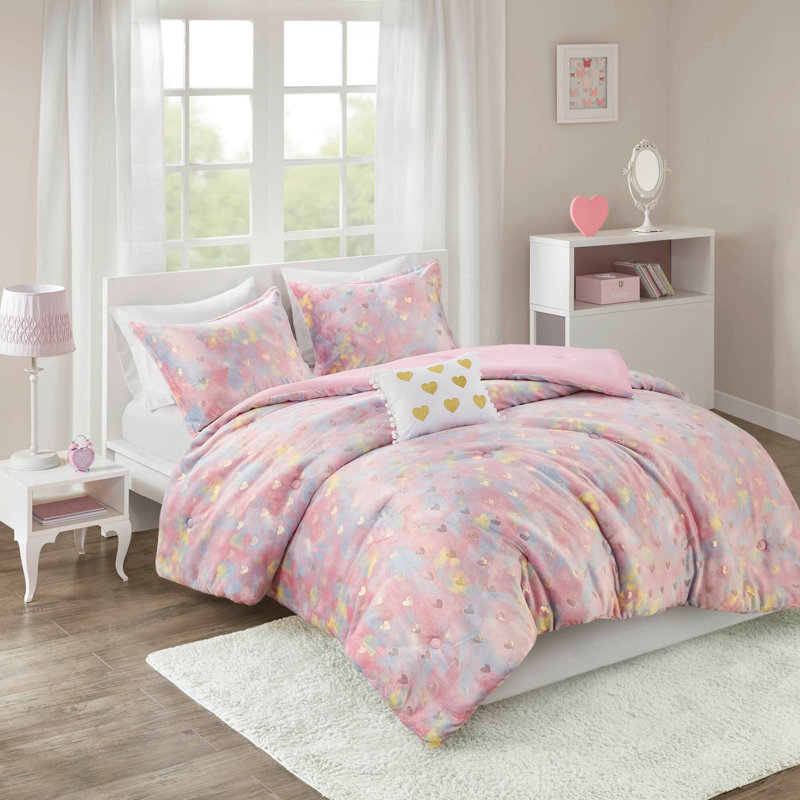 Ensemble d'édredon en peluche imprimé métallique avec coussin décoratif, Édredon simple