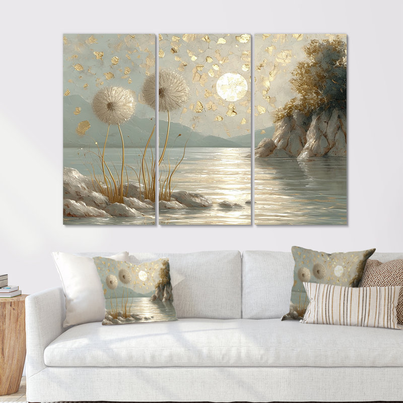 Ensemble d'art mural Hamill - Lake, H 28 po x l 36 po x P 1 po, Toile tendue