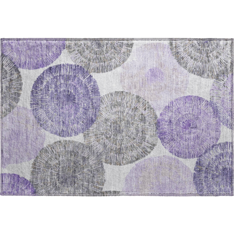 Premium Machine Washable Mayfield AMF2351 Abstract Rug, Plum, 2'6" x 3'10"