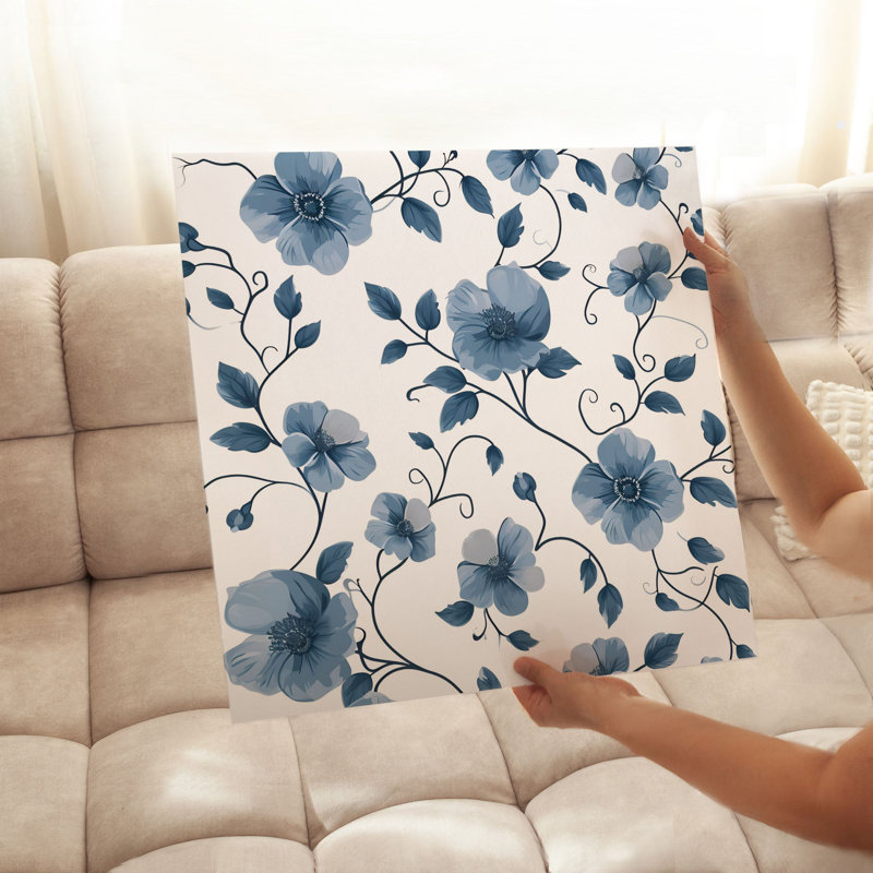 Motif floral de fleur bleue, H 12 po x l 12 po