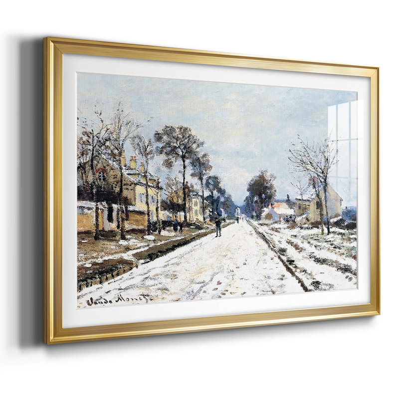 «Snow Effect, The Road To Louveciennes», reproduction d'art encadrée, Or, H 27 po x l 39 po x P 1,5 po