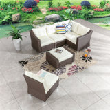 86'' Polyethylene (PE) Wicker Outdoor Patio Sectional