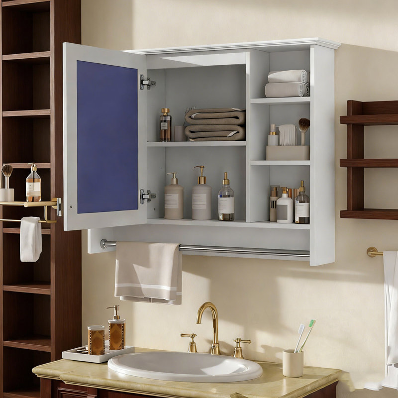 Wall Mounted Bathroom Cabinet with Adjustable Shelf and 1 Soft Close Door, White