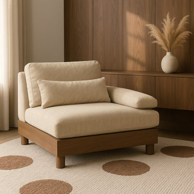 Fauteuil modulaire rembourré en tissu F chenille
