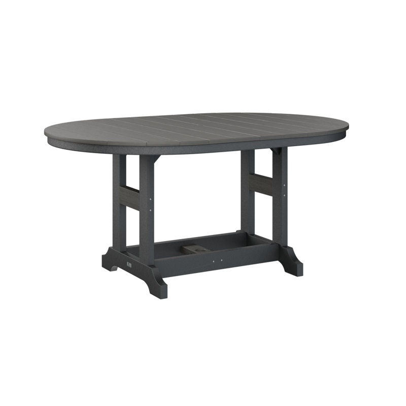 Garden Classic Outdoor Oval Bar Table, Black, Coastal Gray, 39.5" H x 44" W x 64" D