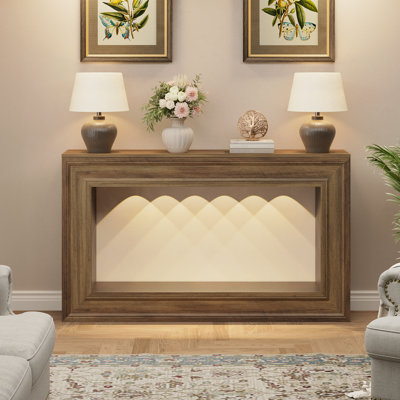Console de 55 po avec éclairage à DEL, tables d'entrée en bois, tables de canapé