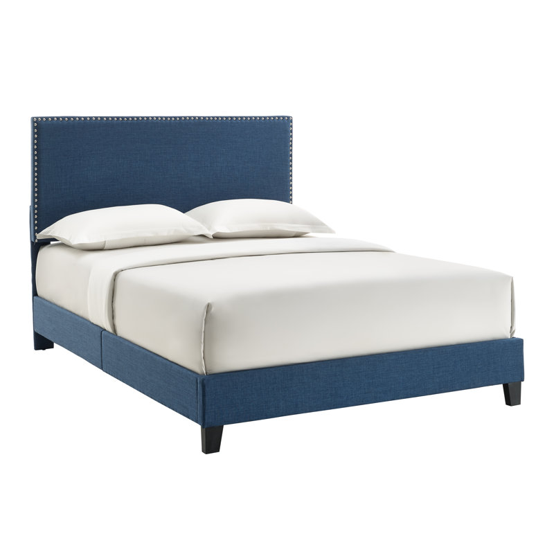 Olen Upholstered Bed, Blue, Queen