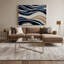 Impression sur toile horizontale à rayures horizontales bleu marine et crème-2131866539
