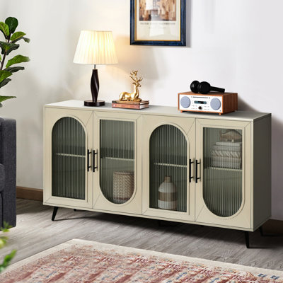 Tv Cabinet For 65+ Inch Tvs - With Wood Veneer Vintage Style Home Decoration Media Stand Storage Trim Living Room Entertainment