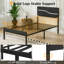 Bed Frame Single Double Size, Metal Platform Bed Frame with Wood Headboard and Footboard, Strong Steel Slats Support, No Box Spring Needed, Easy Assembly-2074192285-2047722740