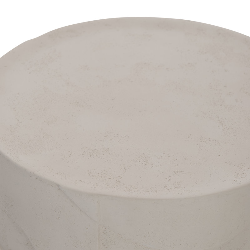 Beige Round Stonecast Contemporary Accent Table