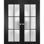 Portes françaises doubles solides | Verre givré Planum 2122 | Garnitures de cadre en bois massif | Portes robustes de chambre à coucher pour garde-robe