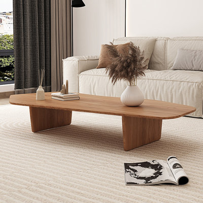 47.2" Irregular Solid Wood Coffee Table