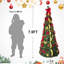Arbre de Noël escamotable de 6 pi avec 150 lumières blanc chaud, ornements rouges et or entièrement décorés, rangement compact orné facile à ranger