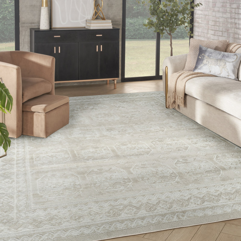 Tapis ivoire beige rétro 7 pi 10 po x 9 pi 10 po Lafever, Rectangle 7 pi 10 po x 9 pi 10 po